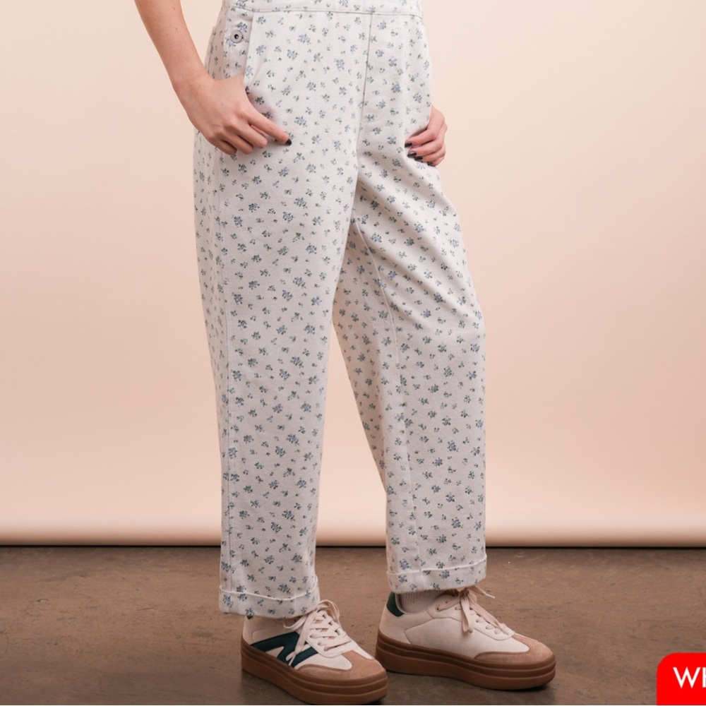 Very J Cream Floral Women's Overalls - Picture 4 of 6